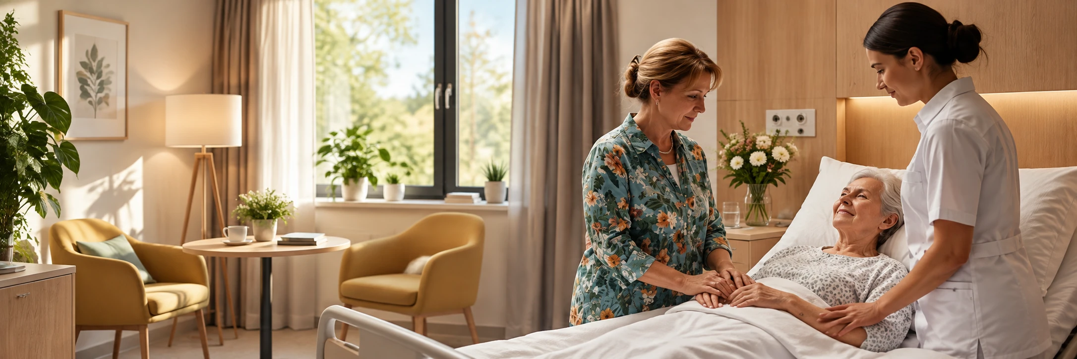 Palliative Begleitung einer älteren Patientin durch zwei Betreuungspersonen
